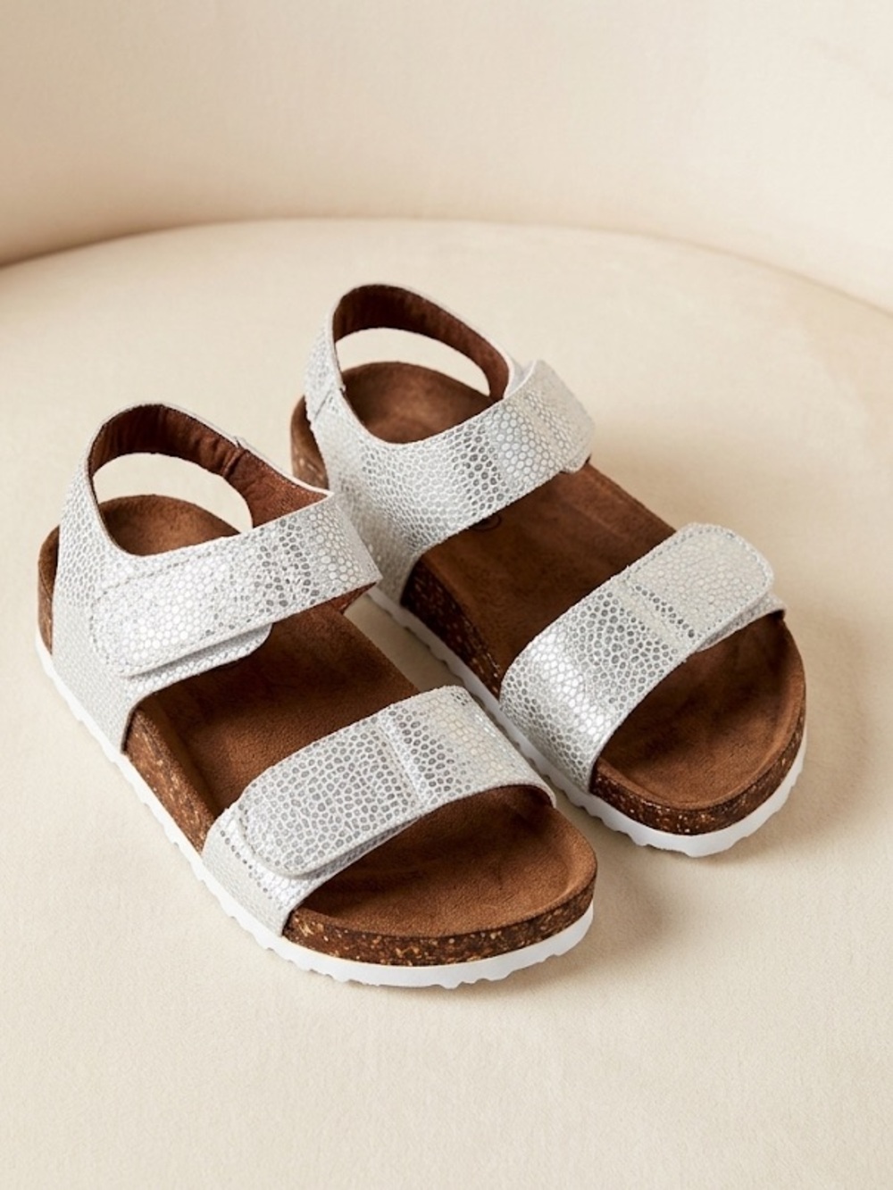 Wonder Nation Silver Cork Sparkly Footbed Sandals
